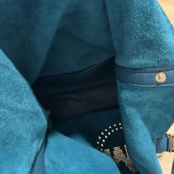 Michael Kors hobo perforated logo teal leather bag - Picture 7 of 8